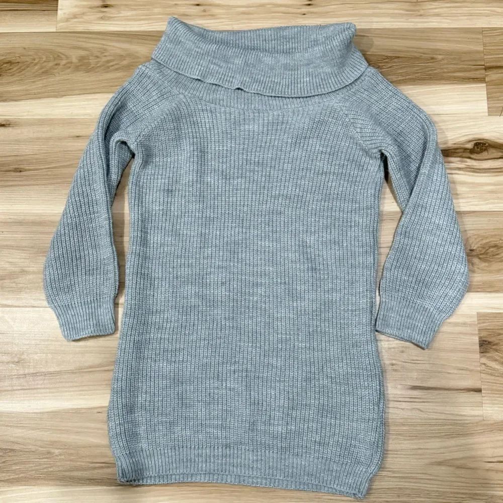 Missguided Grey Roll Neck Long Sleeve Knit Sweater Dress Tunic Women’s Small